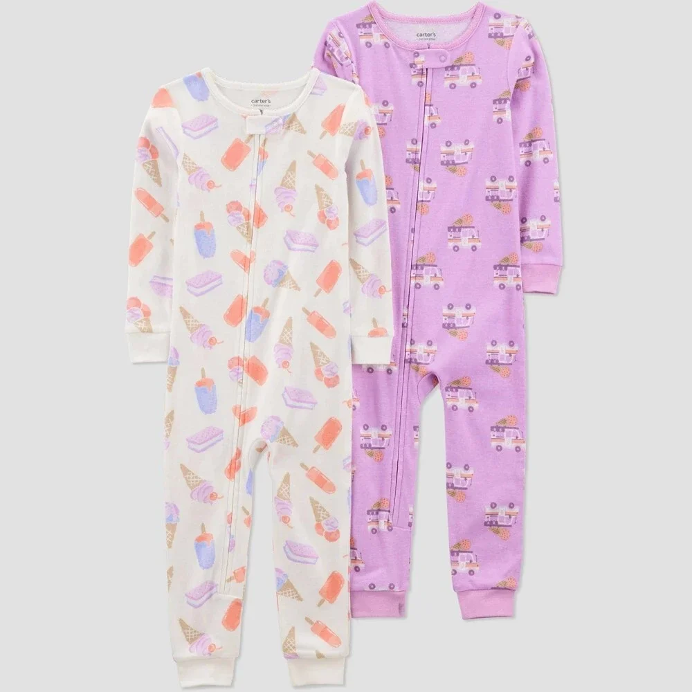 Carter's Just One You® Toddler Girls' 2pk Cotton Snug Fit Ice-Cream Footed Paja